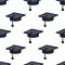 Graduate hat seamless doodle pattern