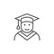 Graduate line outline icon or graduation sign