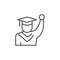 Graduate line outline icon or graduation sign