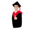 Graduate in mantle, vector illustration, flat style,front