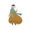 Graduate Muslim Girl Student, Modern Arab Woman Wearing Traditional Clothing and Graduation Cap Vector Illustration