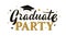 Graduate party greeting sign with stars. Graduation label