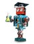 Graduate Retro robot with laboratory glassware. Isolated. Contians clipping path