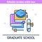 The graduate school icon. Outline vector concept illustration