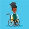 Graduate sitting in wheelchair vector illustration