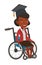 Graduate sitting in wheelchair vector illustration