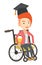 Graduate sitting in wheelchair vector illustration