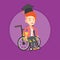 Graduate sitting in wheelchair vector illustration