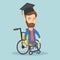 Graduate sitting in wheelchair vector illustration