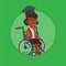 Graduate sitting in wheelchair vector illustration