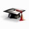 Graduate student\\\'s hat on white background close up