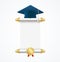 Graduated Cap Student and Roll Diploma. Vector