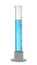 Graduated cylinder with light blue liquid isolated