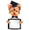 Graduated dog with tablet pc