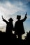 Graduated girl and boy silhouette, Graduation student, Girl and boy graduate,