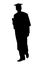 Graduated man silhouette vector on white, education