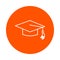 Graduated school cap, round line icon, simple color change, flat style