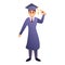 Graduated student certificate icon, cartoon style