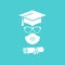 Graduated student with surgical mask vector icon