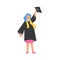 Graduated woman in academic dress and square cap