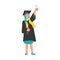 Graduated woman in academic dress and square cap