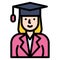 Graduated woman icon, Feminism related vector