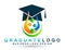 Graduates academic high education students logo icon successful graduation medical bachelor icon element on white background