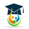 Graduates academic high education students logo icon successful graduation students bacholar icon element on white background