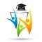 Graduates people academic world education students logo icon successful graduation bachelor icon element on white background