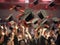 Graduates toss their hats in the air