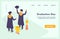 Graduating Students with Diploma Man and Woman Characters Graduation Education Concept with isometric modern style