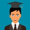 Graduating young man in flat style vector