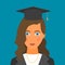 Graduating young woman in flat style vector