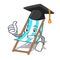 Graduation beach chair character cartoon