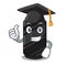 Graduation black crayon in the character shape