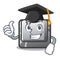 Graduation button K in the cartoon shape