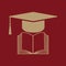 The graduation cap and book icon. School and university, learning, education symbol. Flat