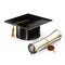 Graduation cap and diploma vector illustration