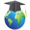 Graduation cap on earth