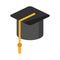 Graduation cap flat clipart vector illustration