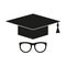 Graduation Cap. Flat Education Icon. Academic Hat with glasses