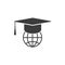 The graduation cap and globe icon