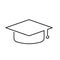 Graduation cap, hat continuous line icon. One line