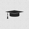 Graduation cap icon isolated on transparent background. Graduation hat with tassel icon