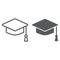 Graduation cap line and glyph icon, school and education, university hat sign vector graphics, a linear pattern on a