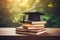 Graduation Cap Resting on Books: Symbolizing Education and Back to School. AI