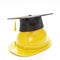 Graduation Cap Resting on Hard Hat - 3D Illustration