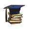 Graduation cap on stack of books