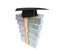 Graduation Cap on Stack of Dollar Bills