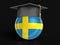 Graduation cap and Swedish flag